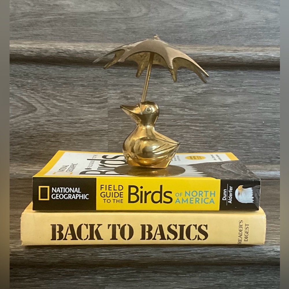 Brass Duck Carrying an Umbrella & Toy
